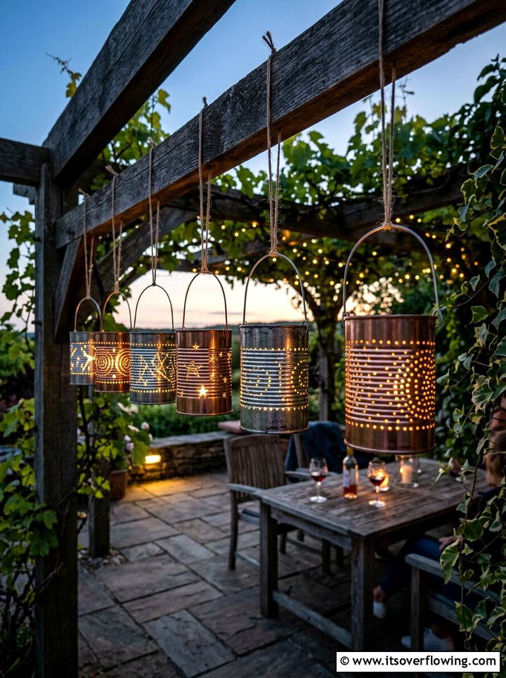 Tin Can Outdoor Lighting - 25 backyard ideas with upcycled decor