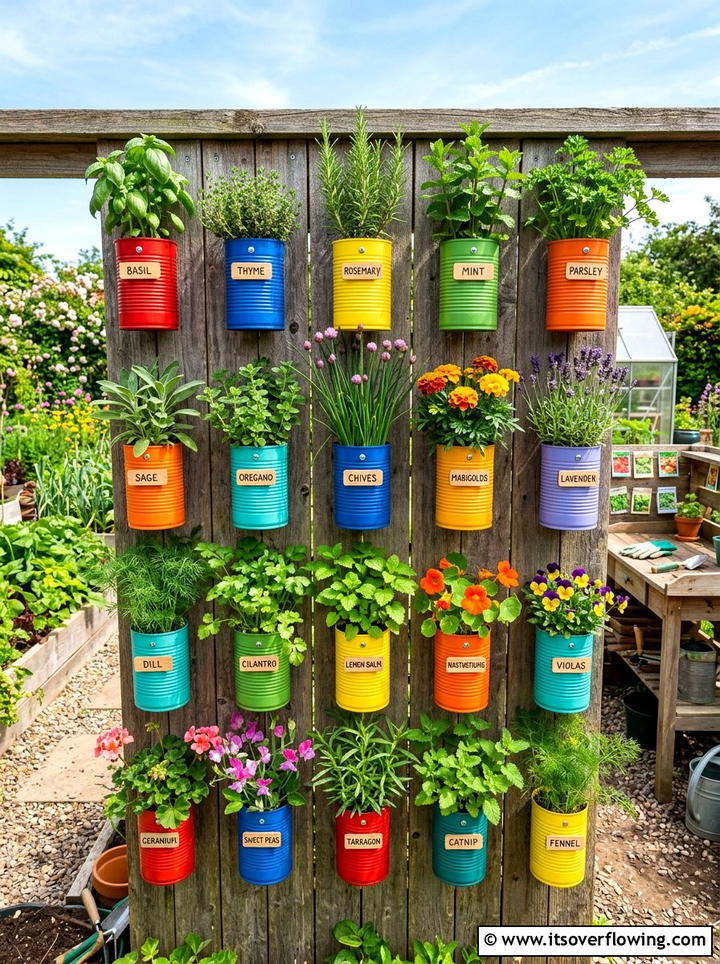Tin Can Planter - 25 reusing old things ideas for flower garden