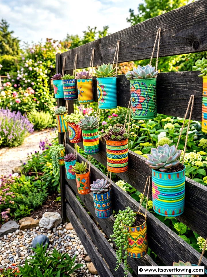 Tin Can Planters - 25 recycled garden ideas with eco friendly decor