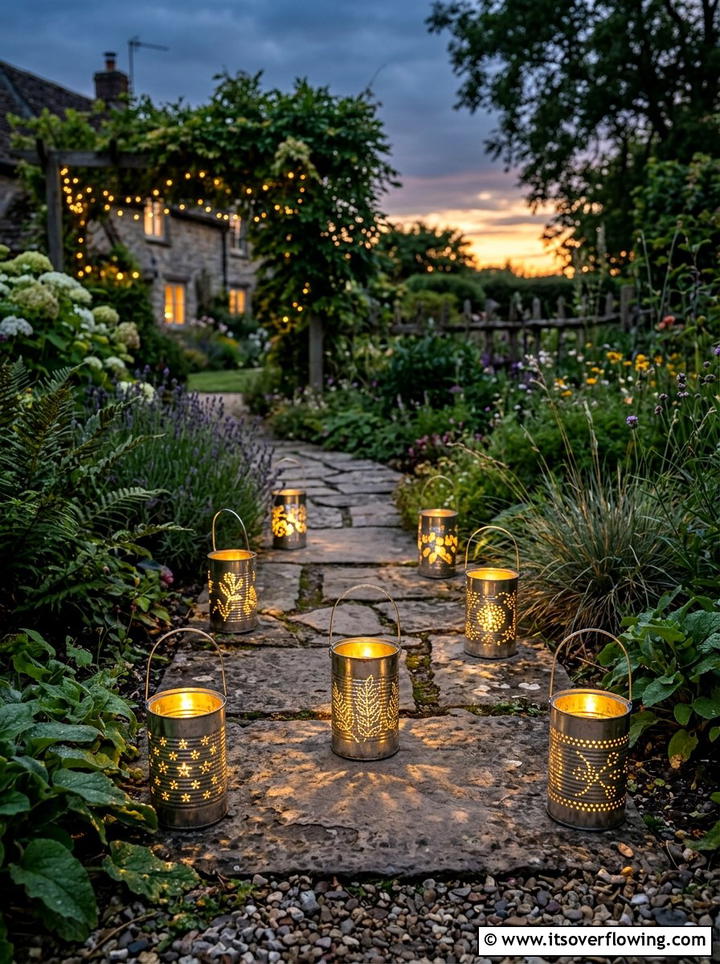 Tin can garden lantern - 25 reusing old things ideas for garden art