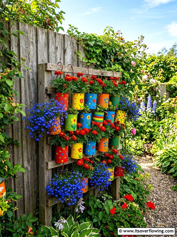 Tin can garden planter - 25 upcycled garden ideas with kids projects