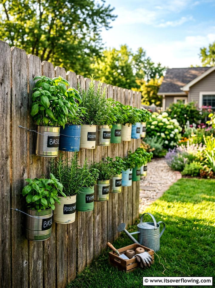 Tin can herb garden - 25 upcycled garden ideas for sunny spaces