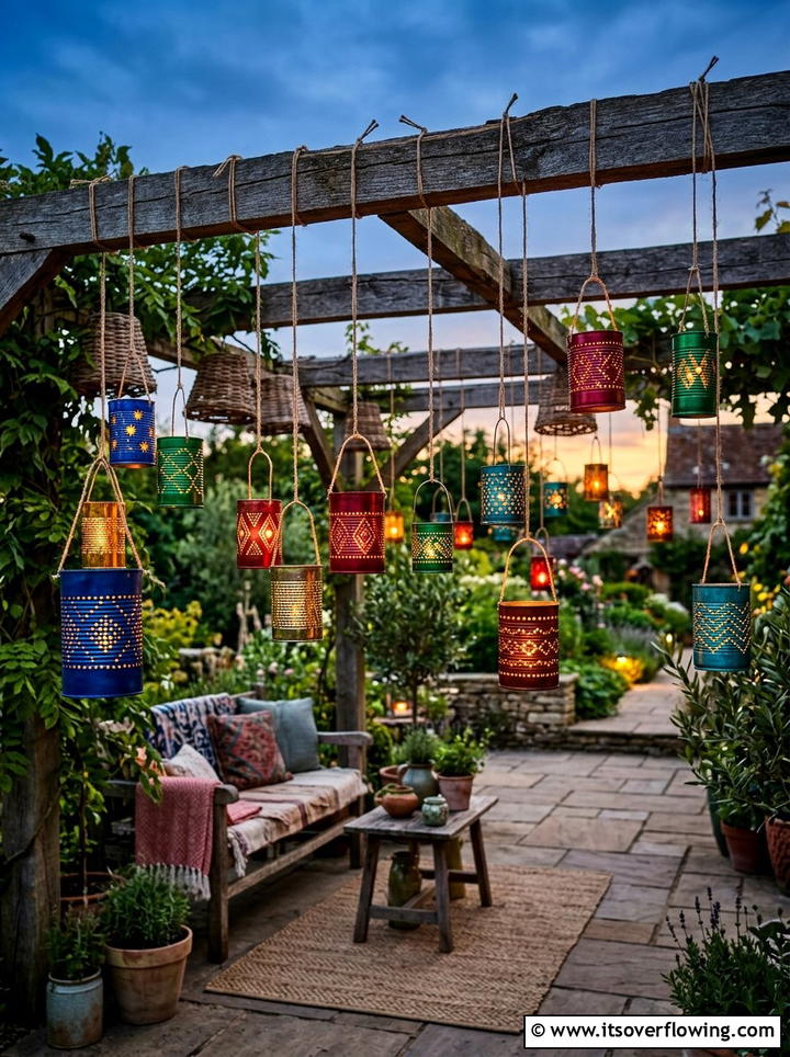 Tin can lantern - 25 upcycled garden ideas with boho style