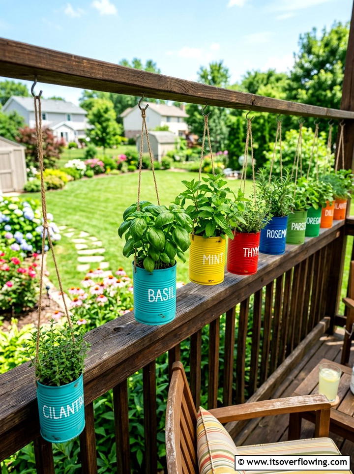 Tin can planter - 25 recycled garden ideas for porch decor