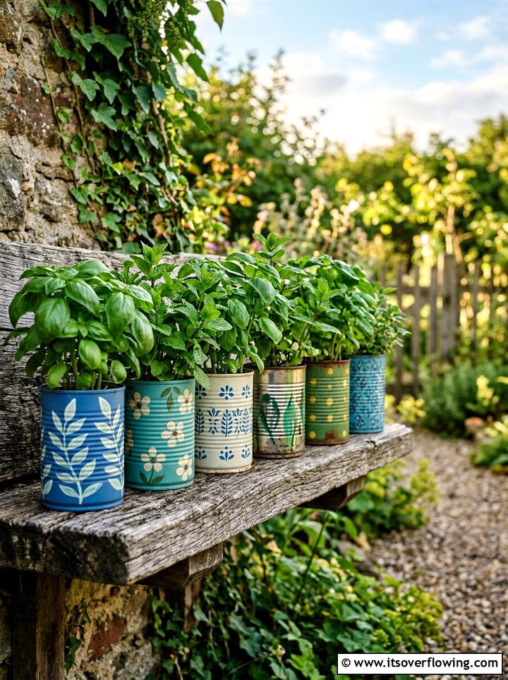 Tin can planter - 25 recycled garden ideas for school projects
