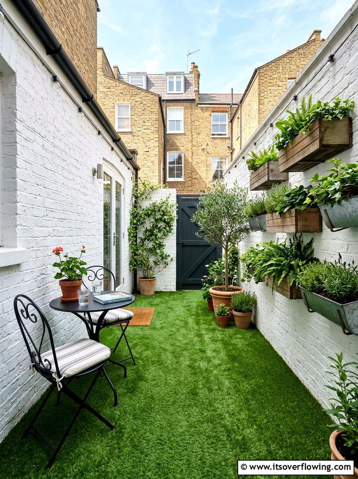 Tiny Courtyard Lawn - 25 small garden ideas with artificial turf