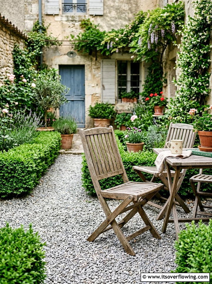 Tiny courtyard gravel garden - 25 small garden ideas with foldable seating
