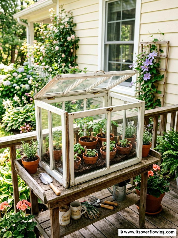 Tiny window greenhouse - 25 front porch ideas with repurposed windows