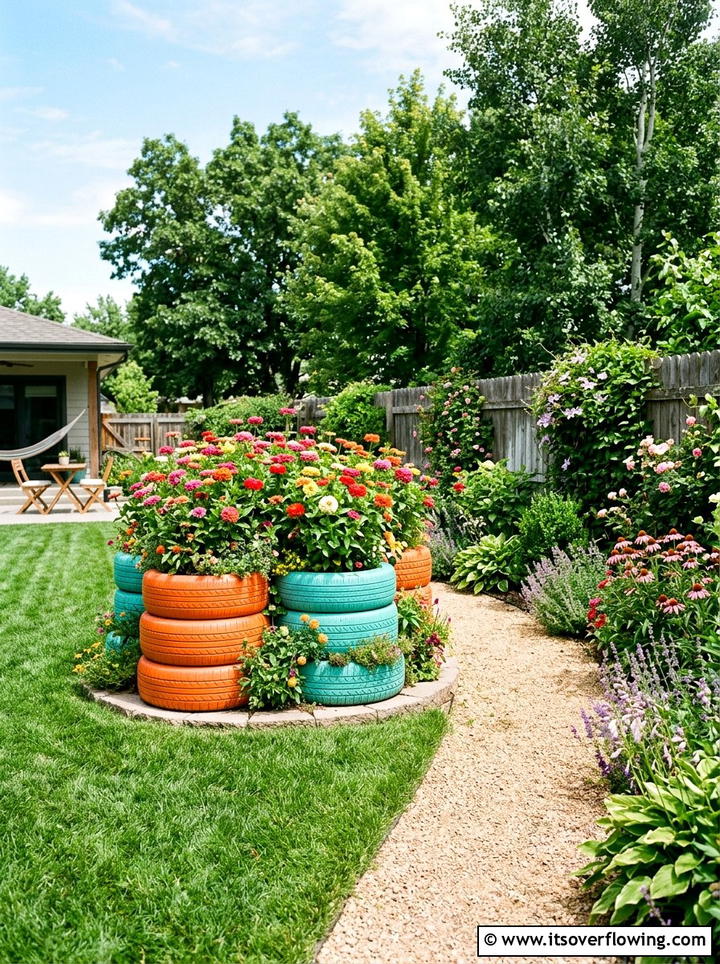 Tire Flower Bed - 25 reusing old things ideas for container garden