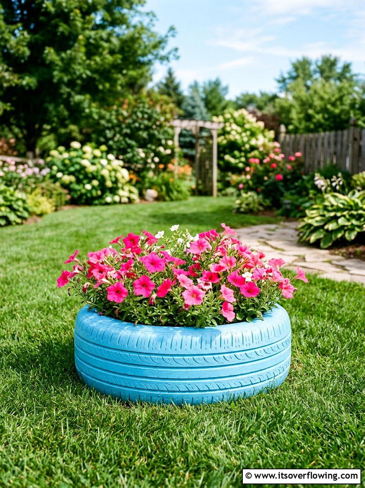 Tire Flower Pot - 25 garden ideas diy
