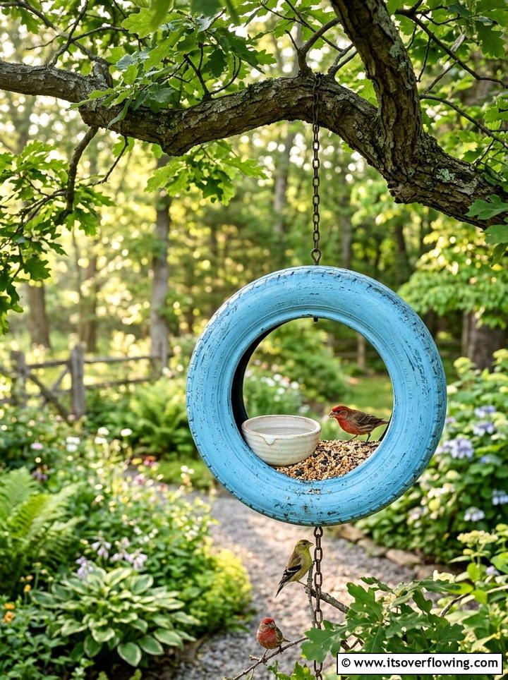 Tire Garden Bird Feeder - 25 garden ideas with old tires