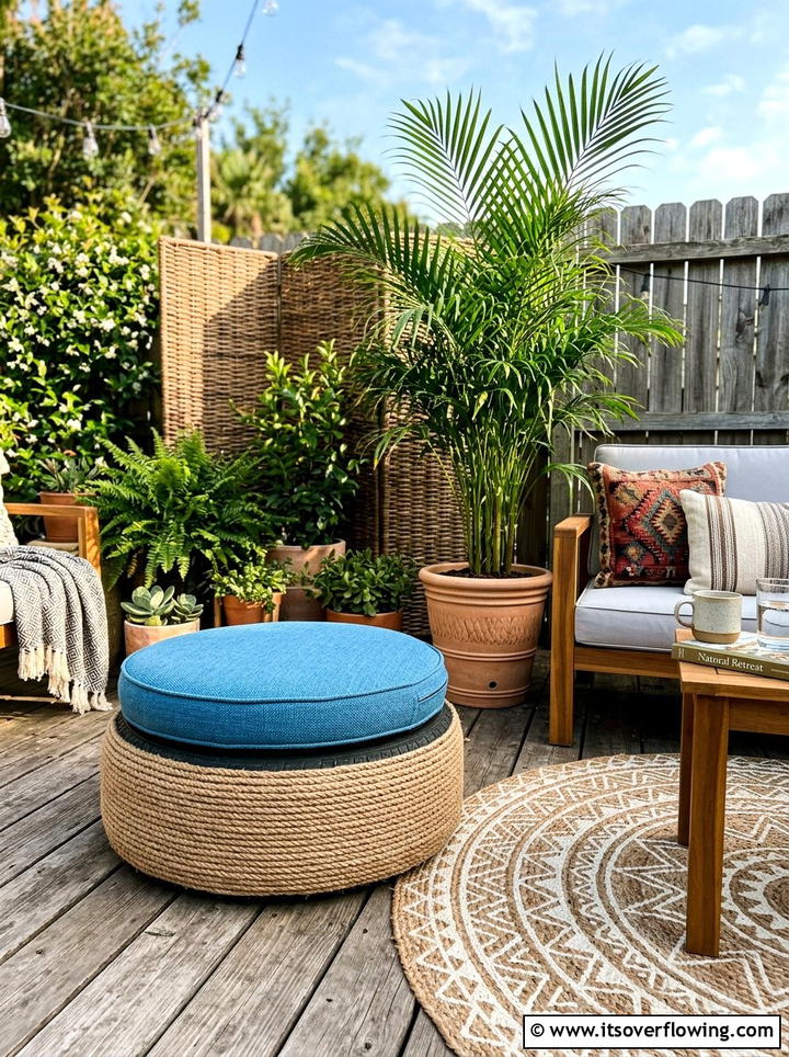 Tire Garden Ottoman - 25 garden decor ideas on a budget
