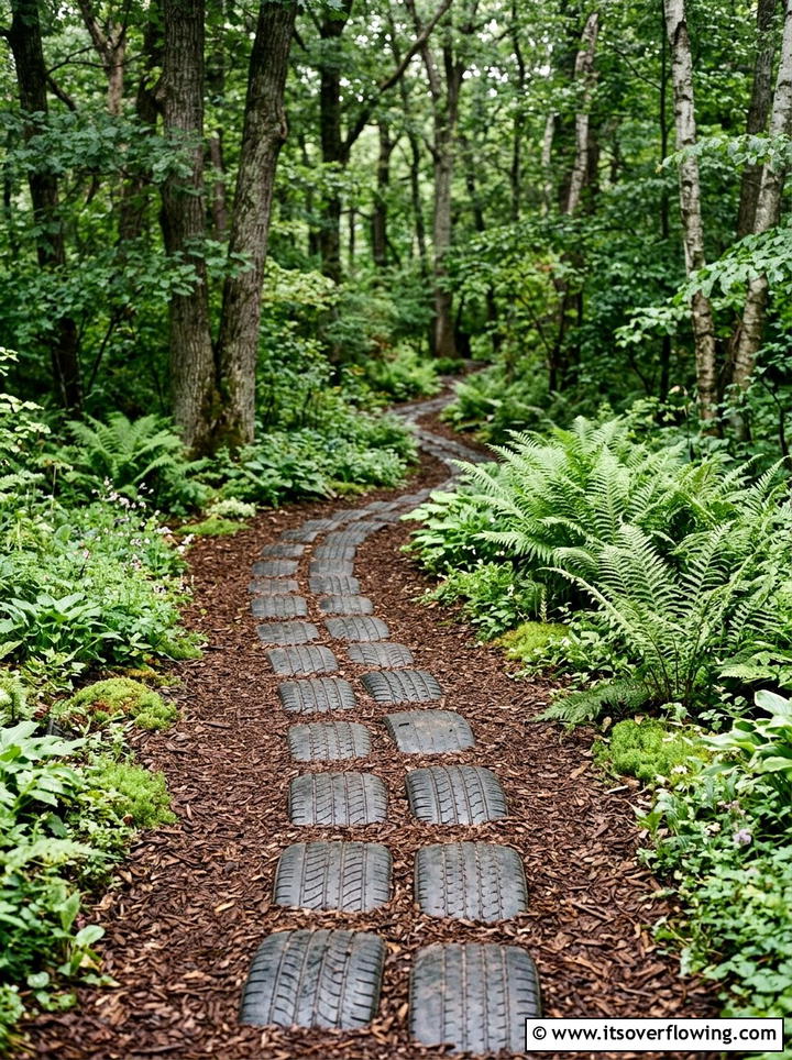 Tire Garden Path - 25 garden ideas with old tires