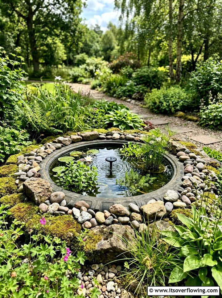 Tire Garden Pond - 25 upcycled garden ideas with old tires
