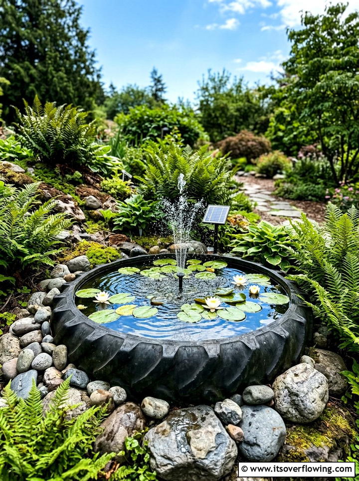 Tire Garden Pond - 25 garden ideas with old tires