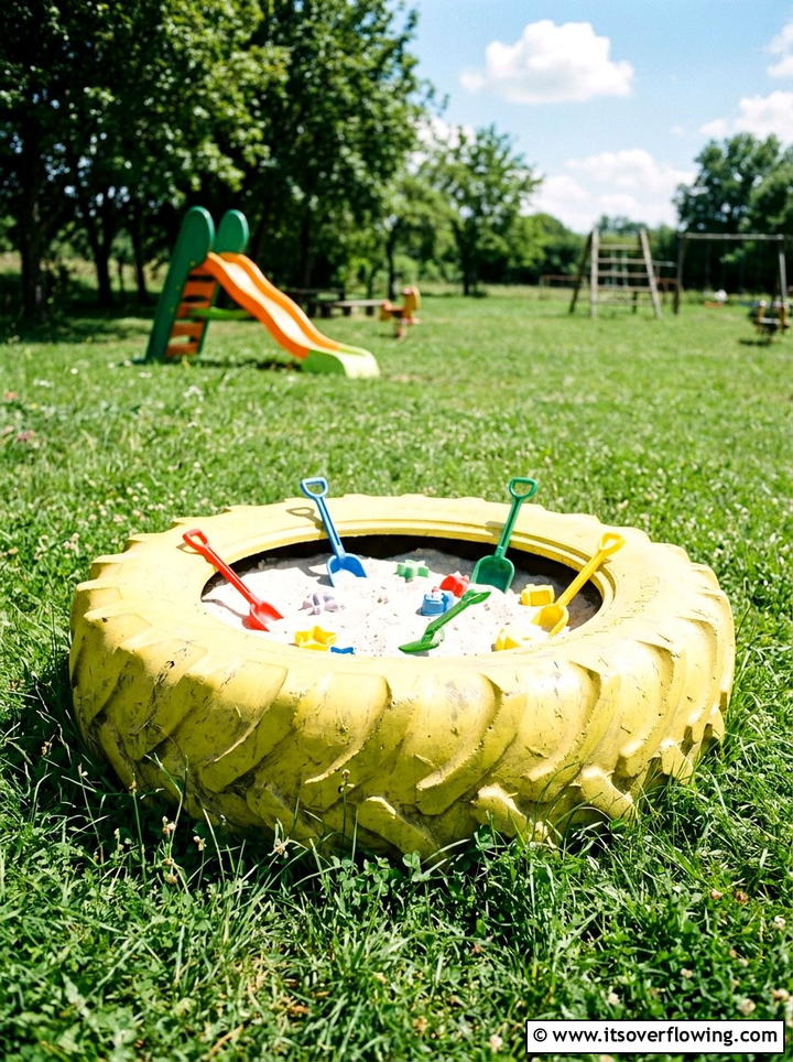Tire Garden Sandbox - 25 garden ideas with old tires