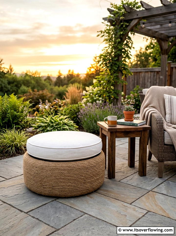 Tire Garden Stool - 25 upcycled garden ideas with old tires