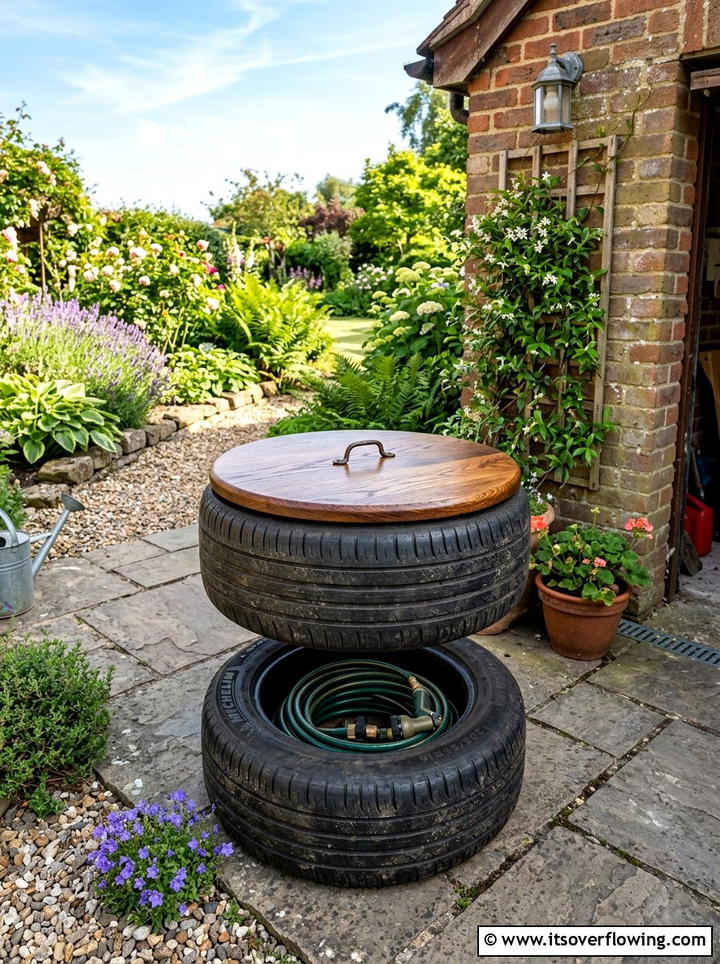 Tire Garden Storage - 25 garden ideas with old tires
