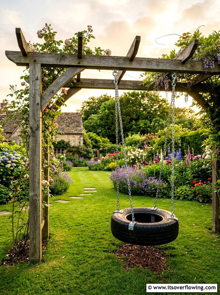 Tire Garden Swing - 25 garden ideas with old tires