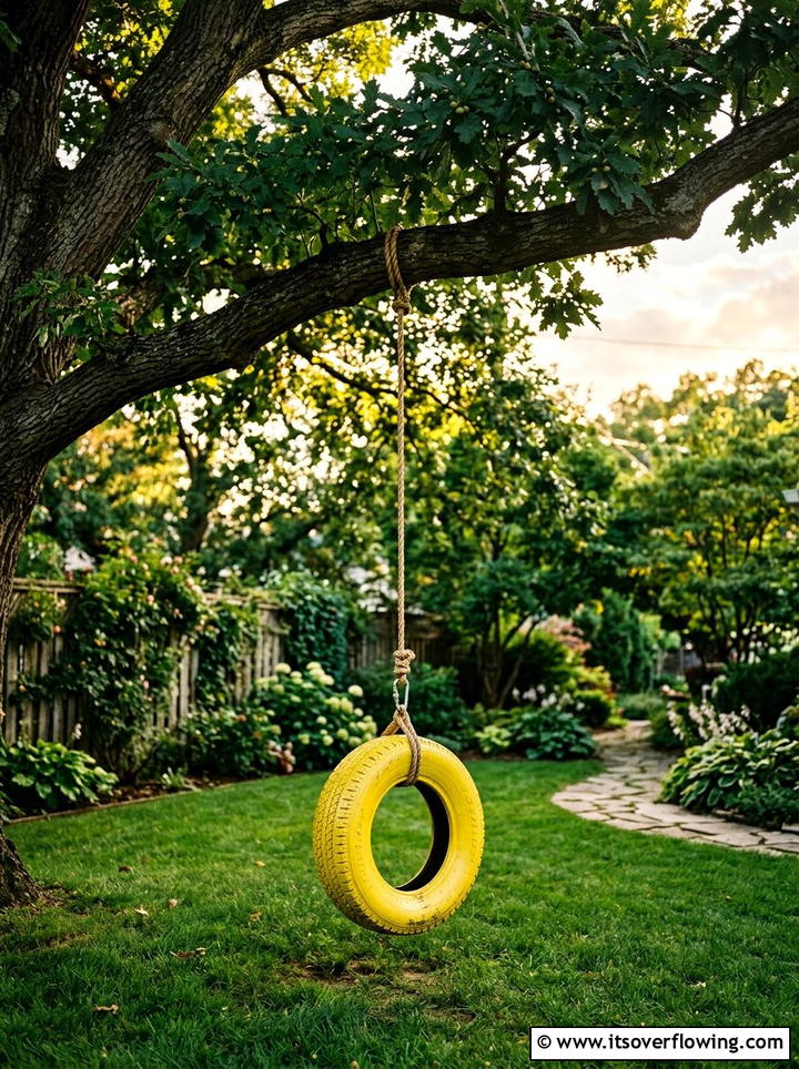 Tire Garden Swings - 25 recycled garden ideas with eco friendly decor