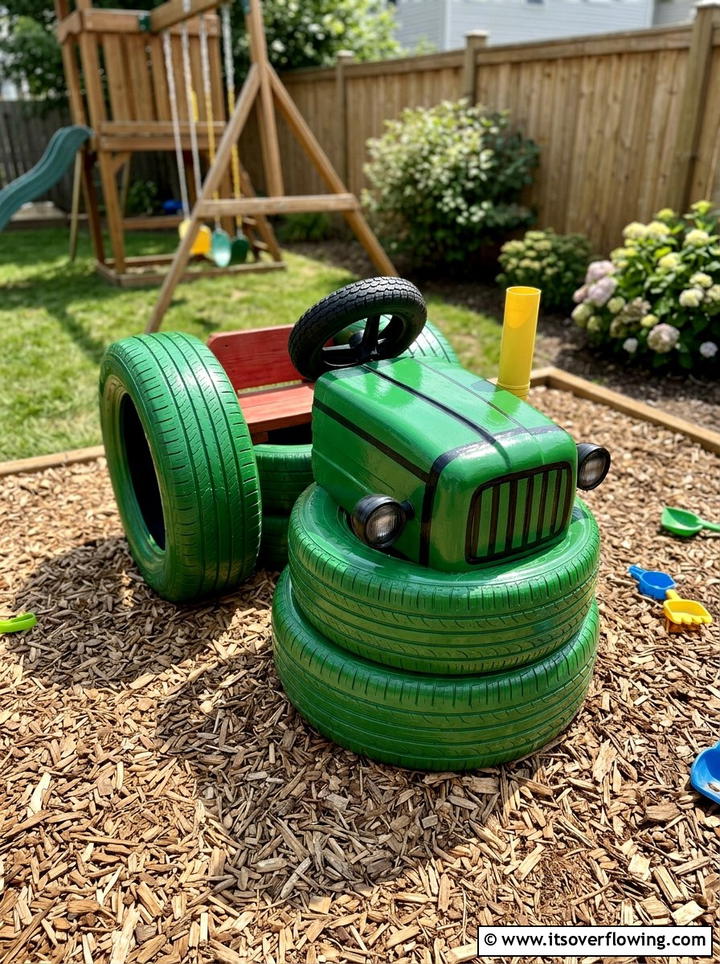 Tire Garden Tractor - 25 garden ideas with old tires