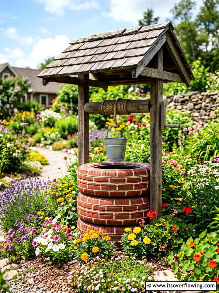 Tire Garden Well - 25 garden ideas with old tires