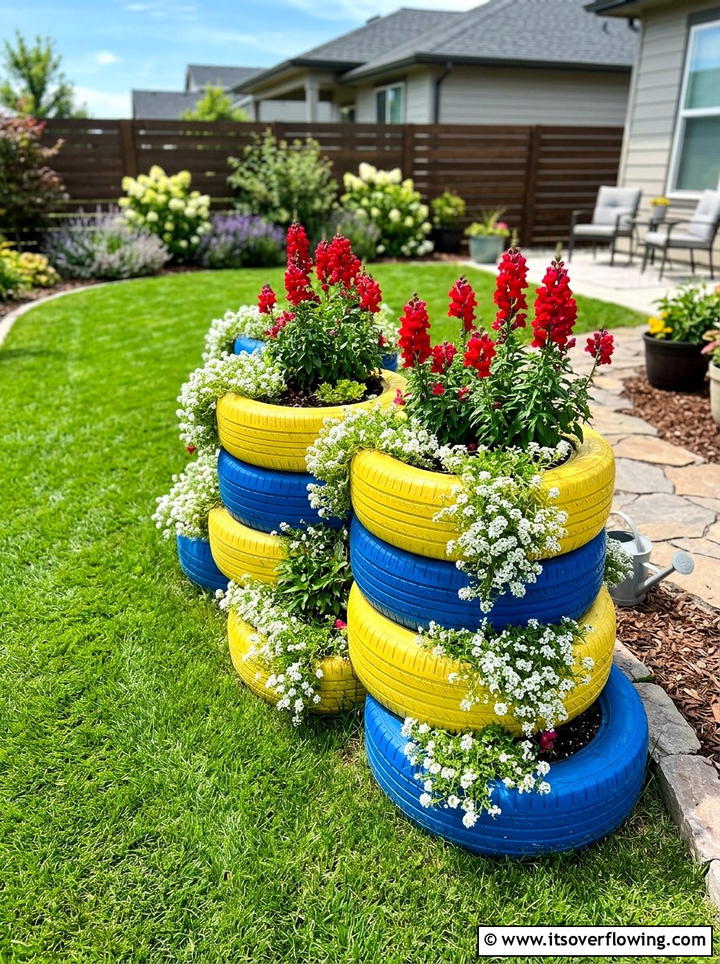 Tire Garden - 25 recycled garden ideas diy
