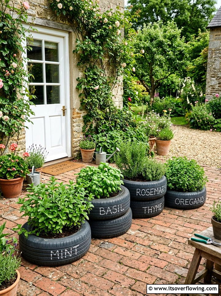 Tire Herb Garden - 25 garden ideas with old tires