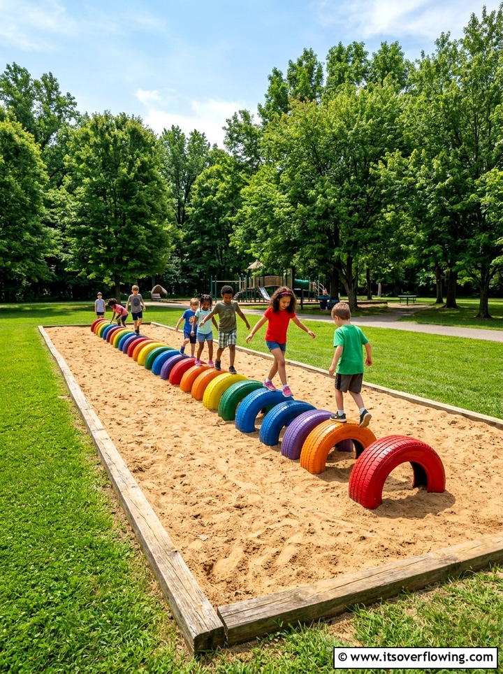 Tire Obstacle Course - 25 upcycled garden ideas with old tires