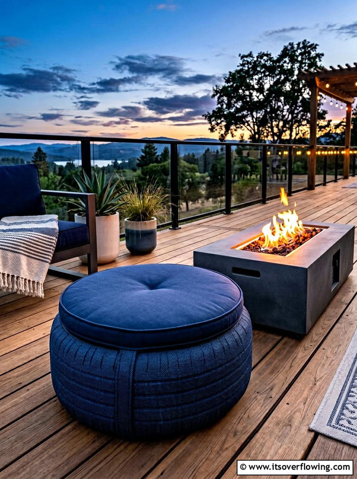 Tire Ottoman - 25 upcycled garden ideas with old tires