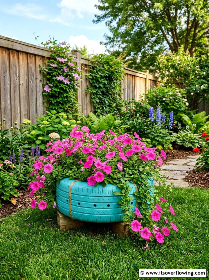 Tire Planter - 25 garden ideas with old tires