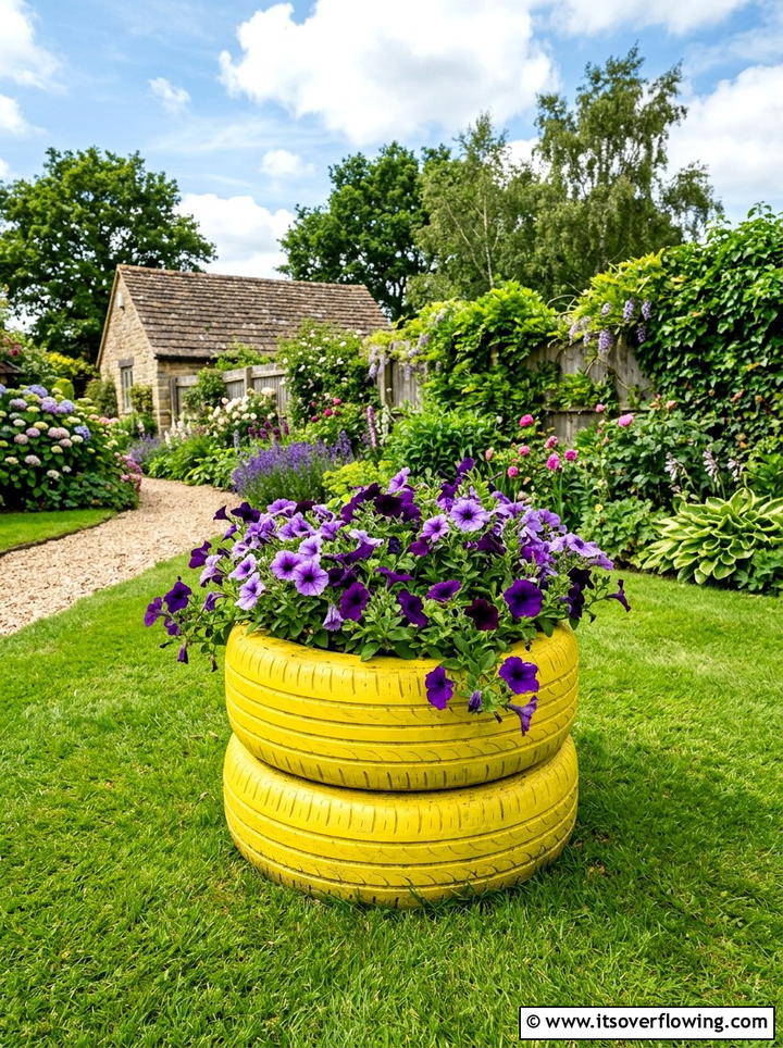 Tire Planter - 25 small garden ideas on a budget