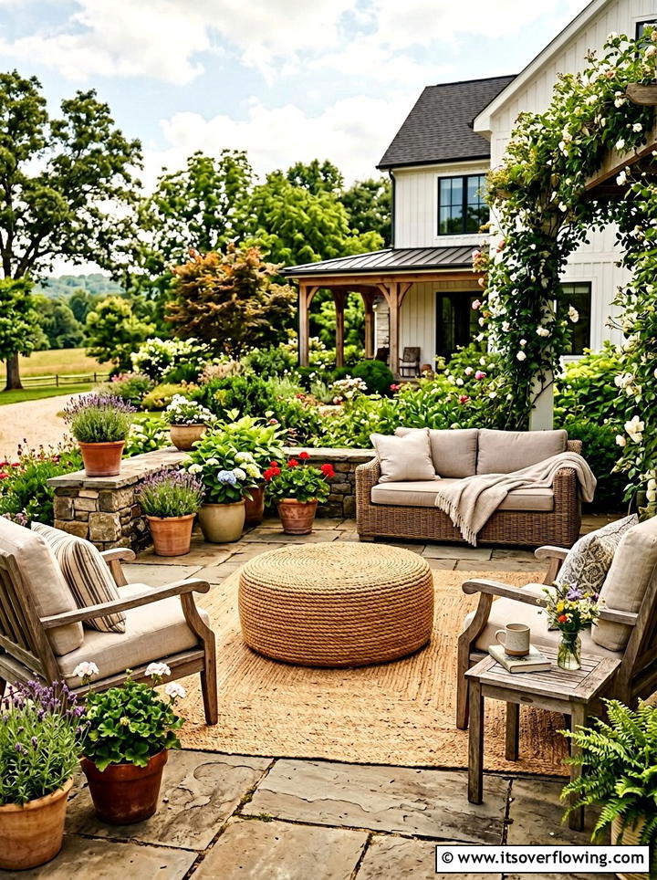 Tire Rope Ottoman - 25 upcycled garden ideas with rope