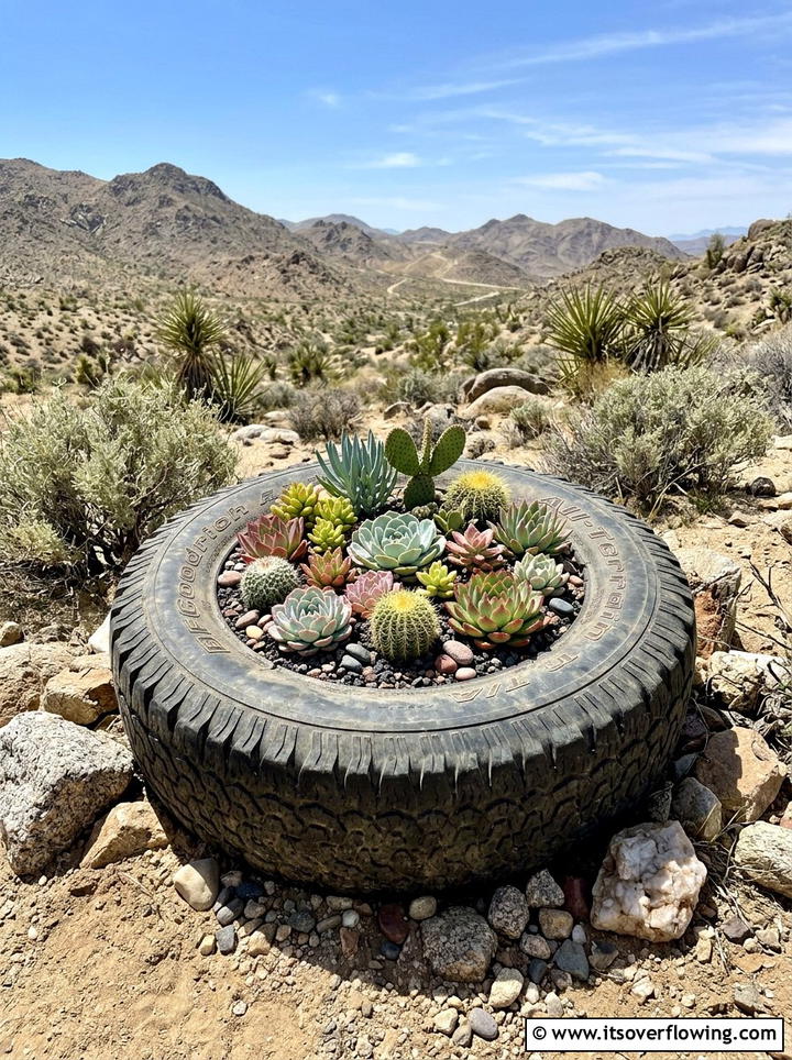 Tire Succulent Garden - 25 garden ideas with old tires