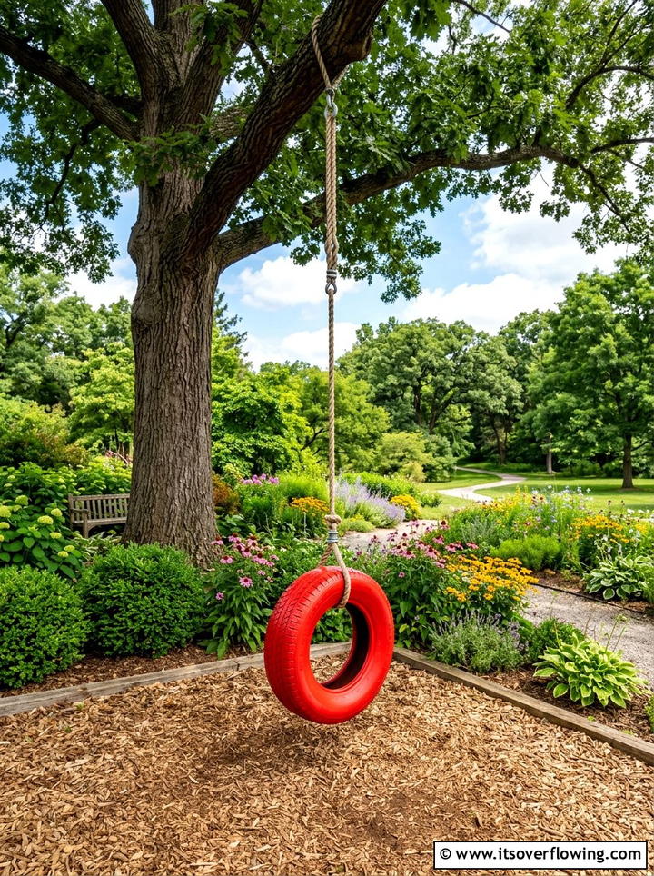 Tire Swing Play Area - 25 recycled garden ideas for kids