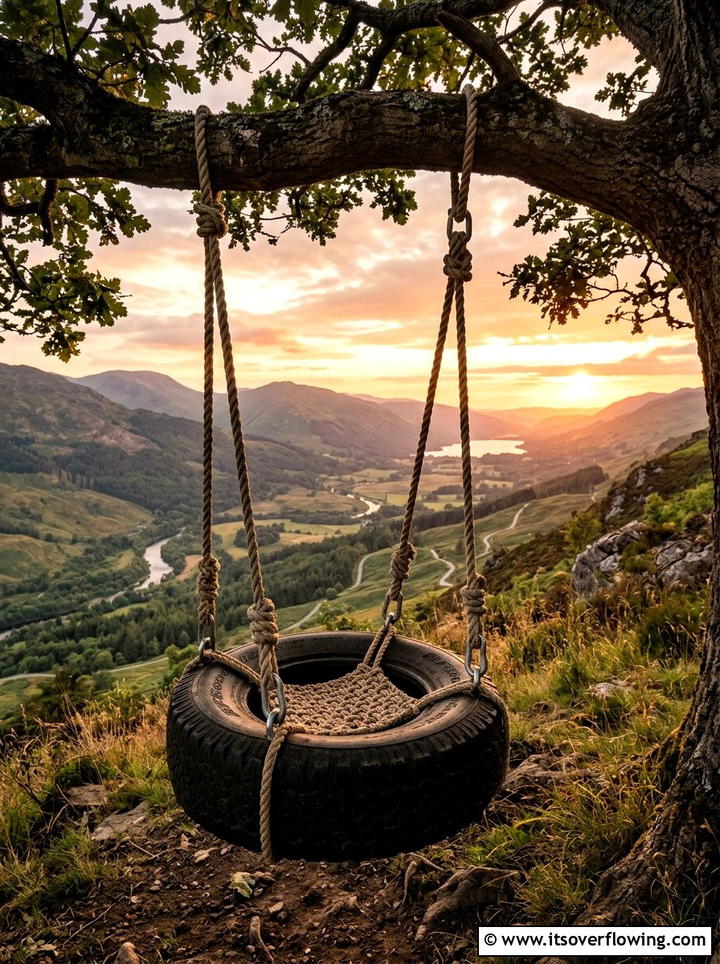 Tire Tree Swing - 25 upcycled garden ideas with old tires