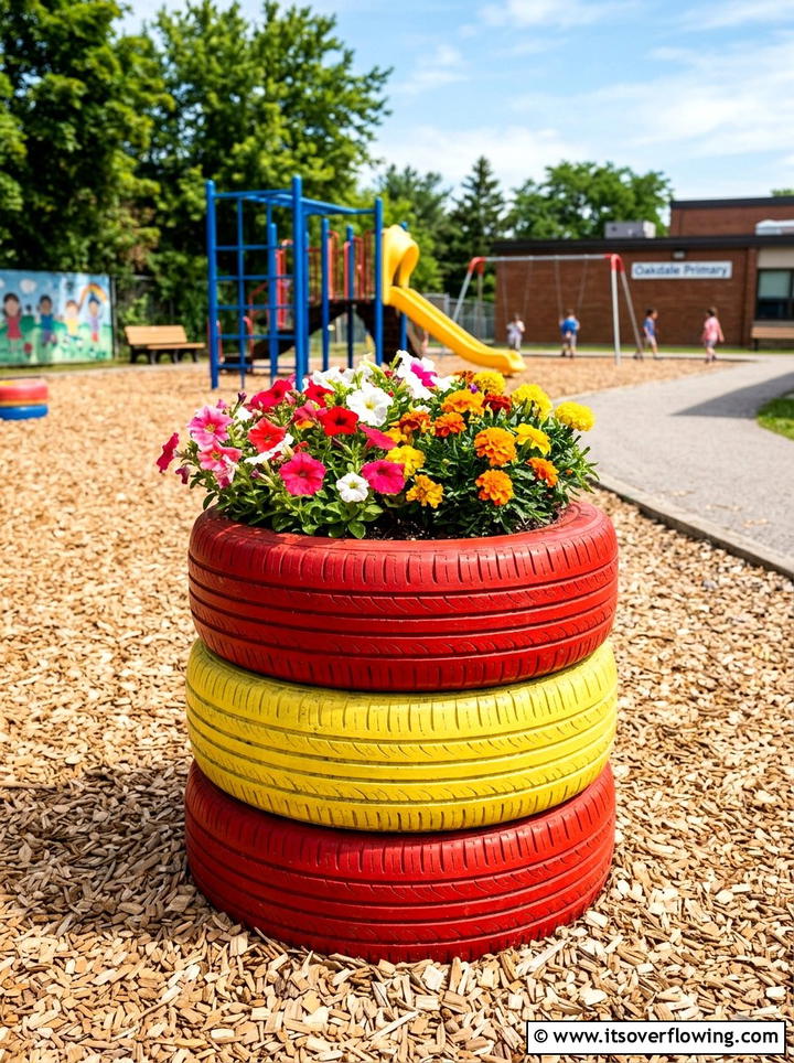Tire planter - 25 recycled garden ideas for teachers