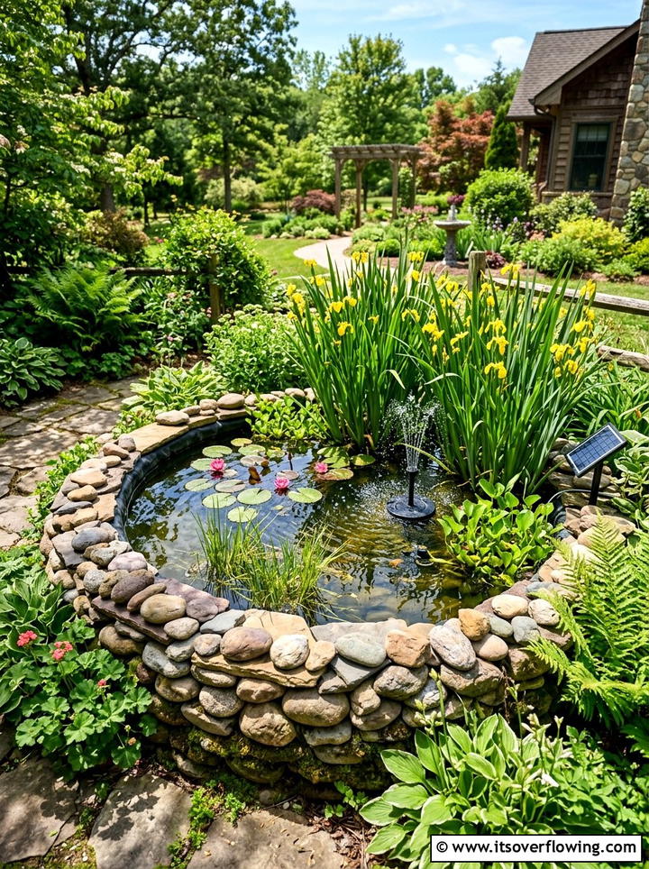 Tire pond ecosystem - 25 recycled garden ideas with rainwater collection