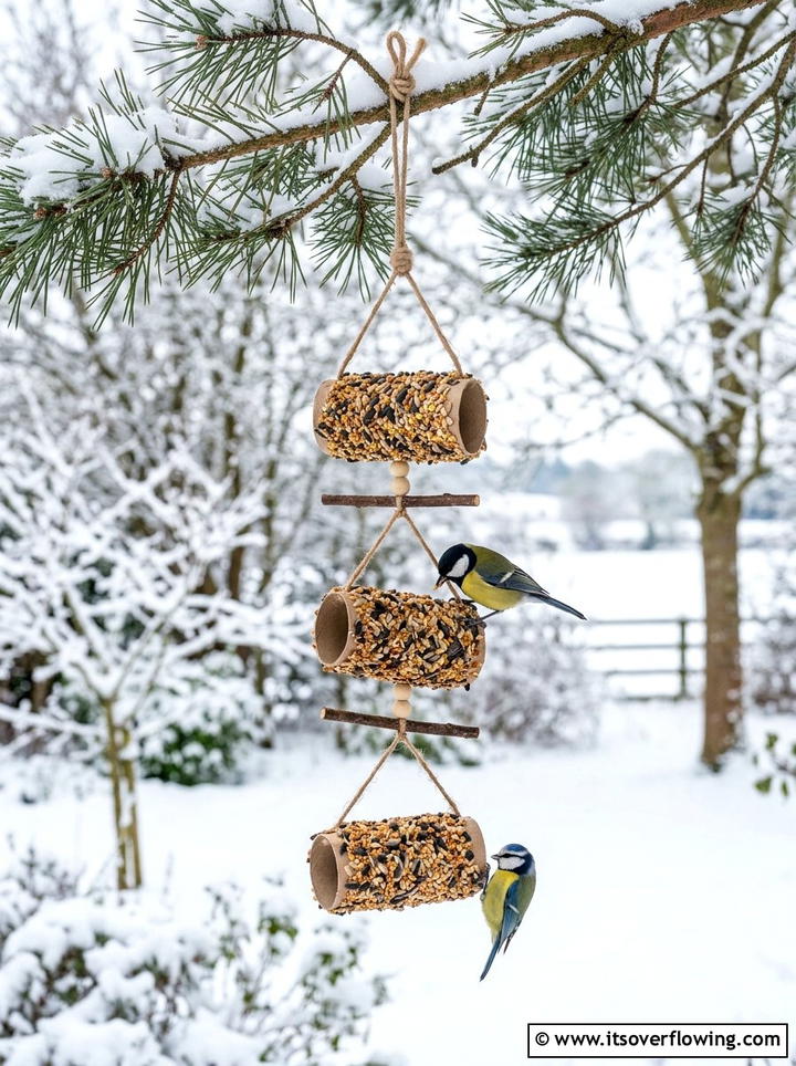 Toilet Paper Roll Bird Feeder - 25 recycled garden ideas for kids