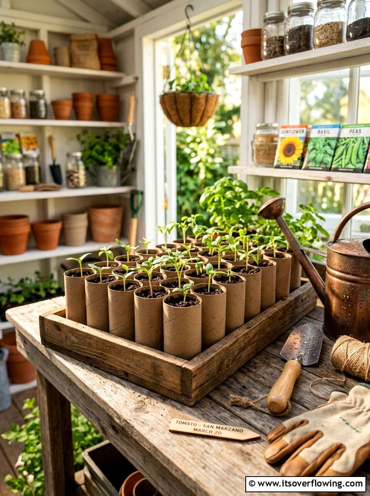 Toilet Paper Roll Seed Starter - 25 cheap garden ideas with composting