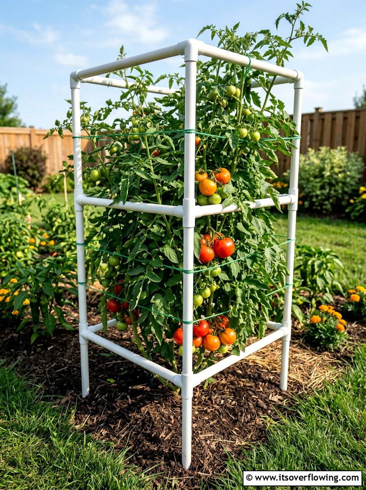 Tomato cage - 25 upcycled garden ideas with pvc pipes