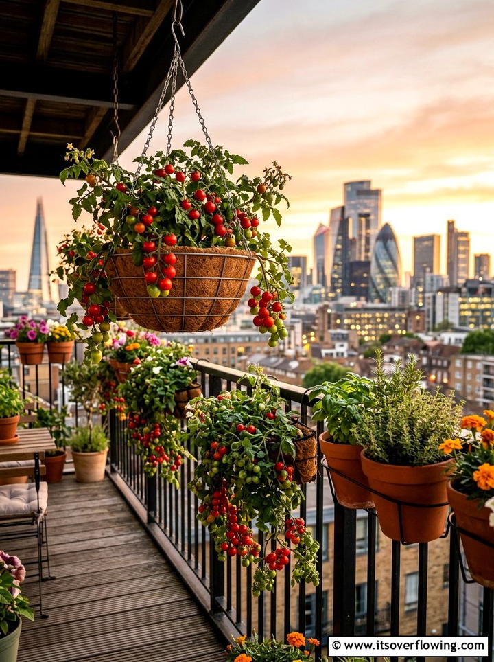 Tomato hanging baskets balcony garden - 25 cheap garden ideas with hanging baskets