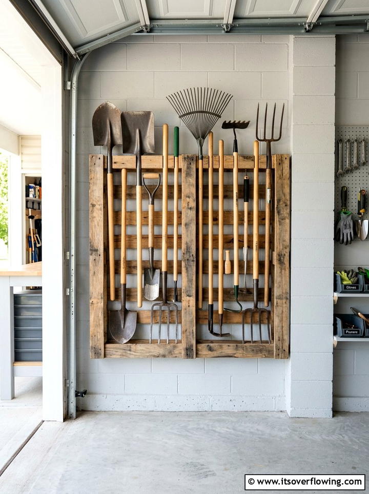 Tool Storage Rack - 25 garden decor ideas with pallet projects