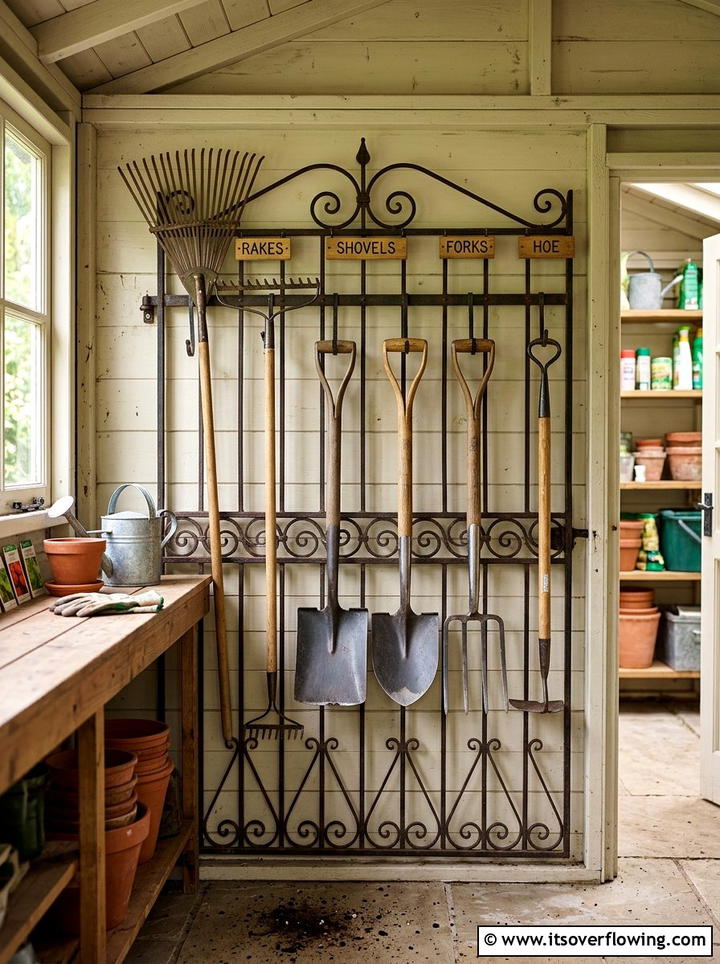 Tool organizer - 25 upcycled garden ideas with old gates
