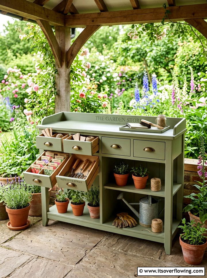 Tool storage garden dresser - 25 upcycled garden ideas with old dressers