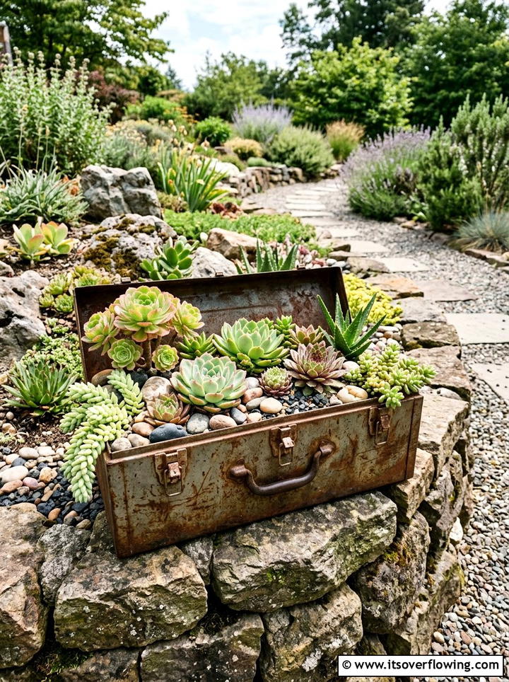 Toolbox Planter - 25 reusing old things ideas for container garden
