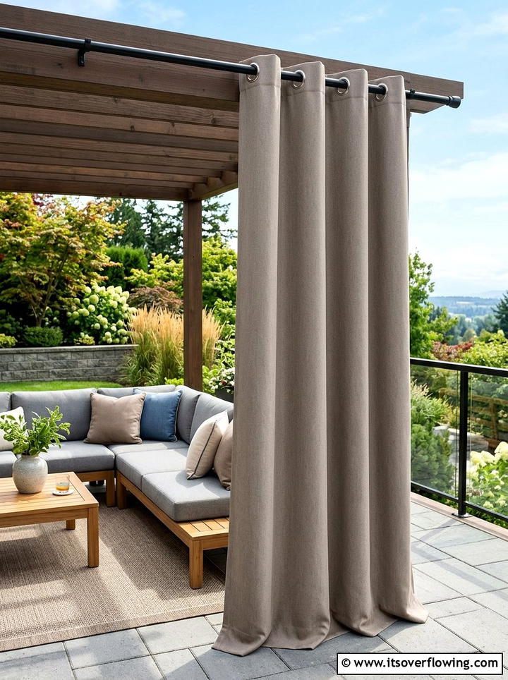 Top grommet patio curtains - 25 garden decor ideas with pergola curtains