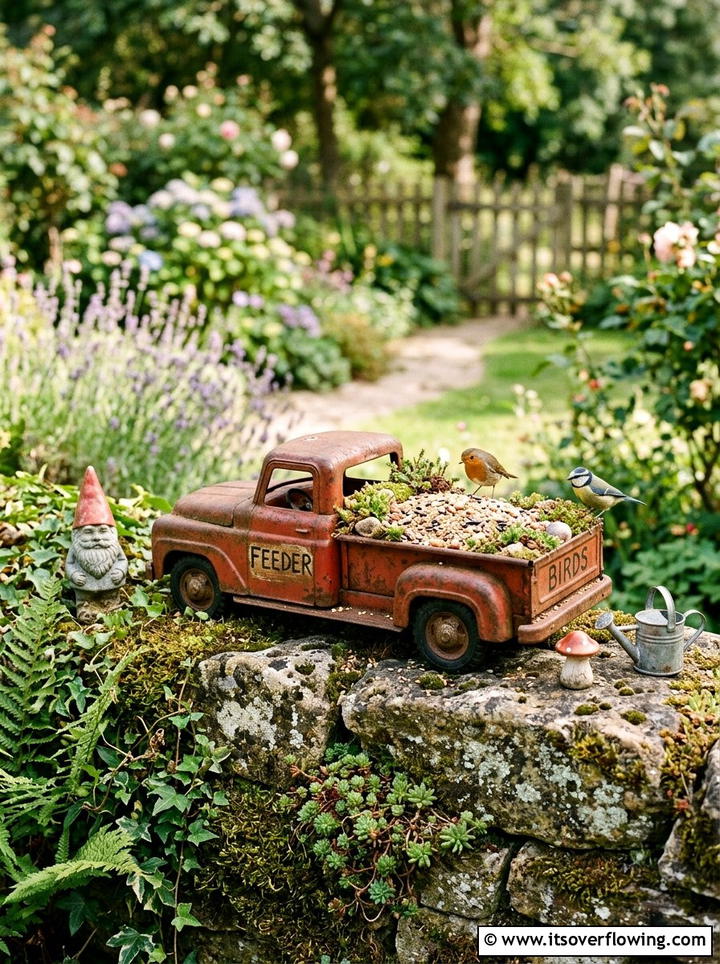 Toy Truck Bird Feeder - 25 reusing old things ideas for bird feeders