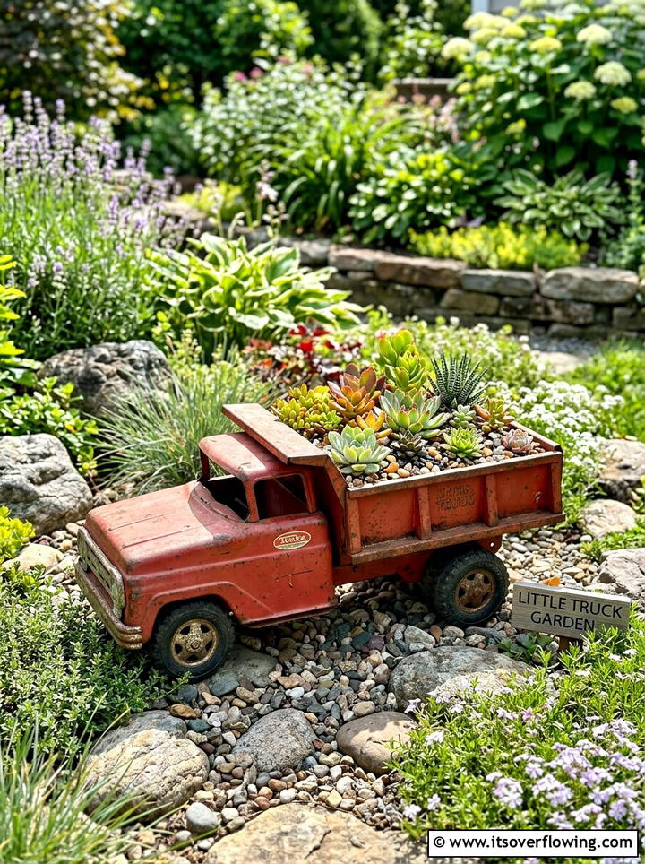 Toy Truck Garden - 25 upcycled garden ideas with succulent planters