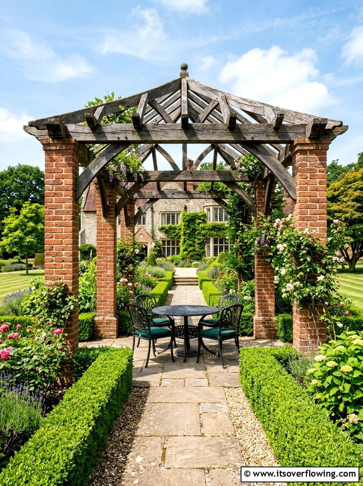 Traditional Brick Pergola - 25 backyard decorating ideas with pergola decor